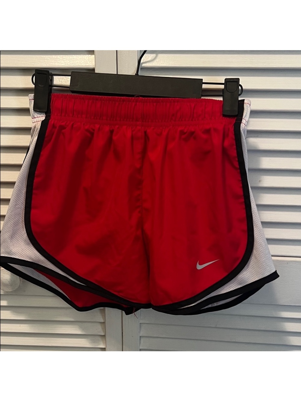 Nike Women’s Red Athletic Running Shorts with White Panels
